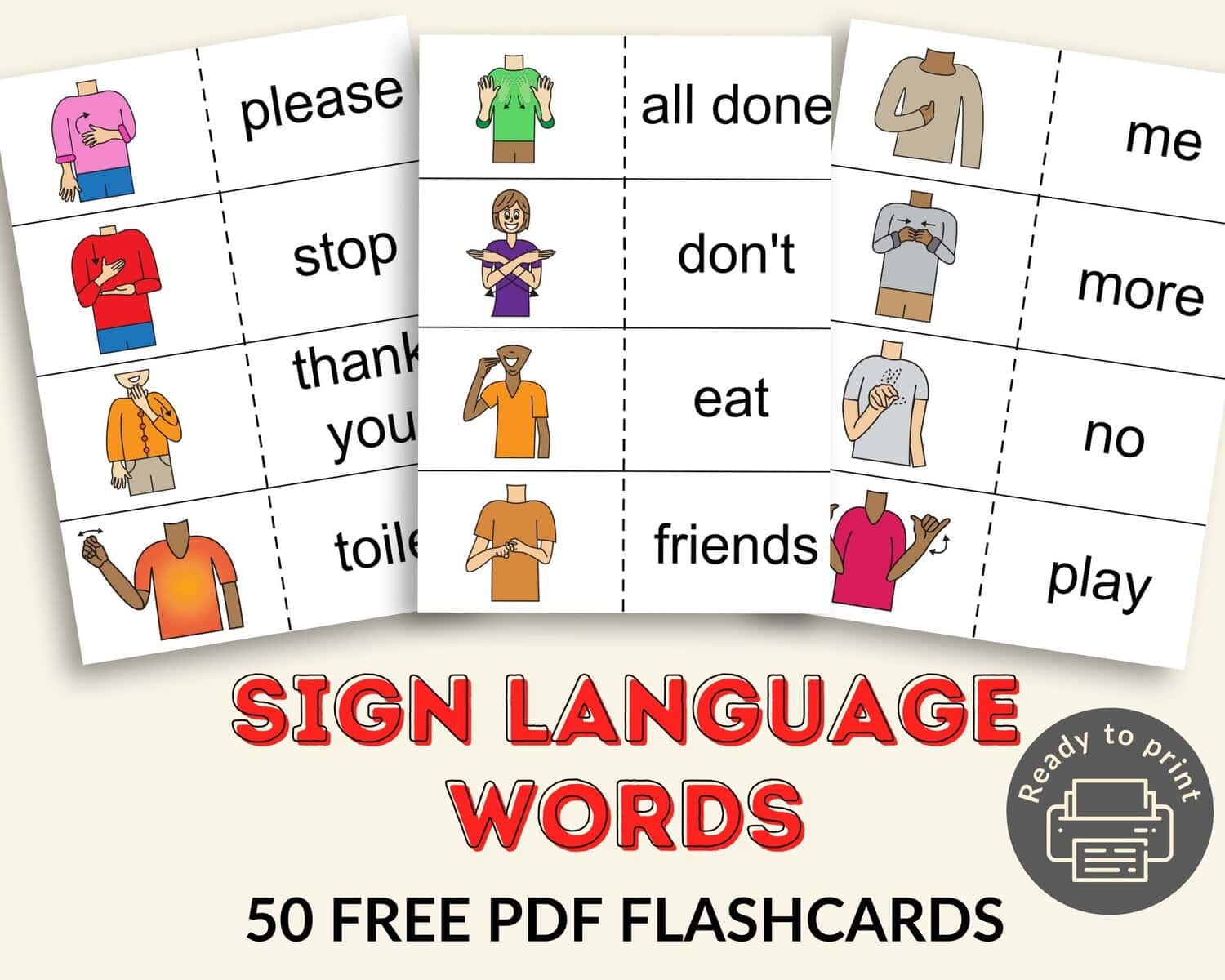 Free Sign Language Words Flashcards Free Sign Language Words Flashcards