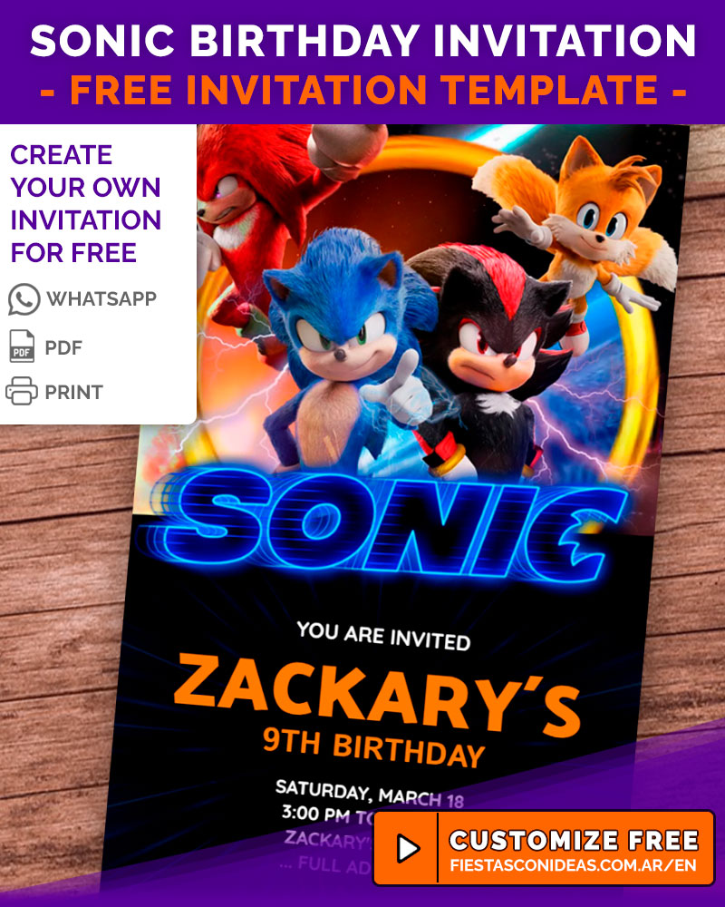 Free Sonic Birthday Invitation Templates