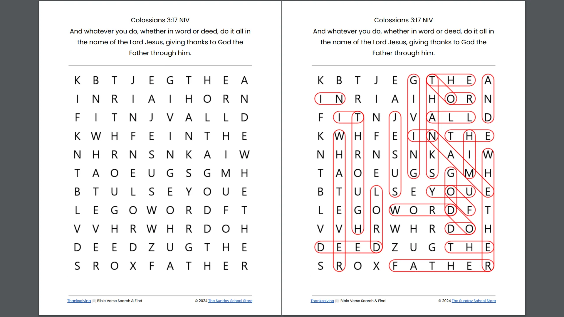 Free Thanksgiving Bible Word Search Puzzles