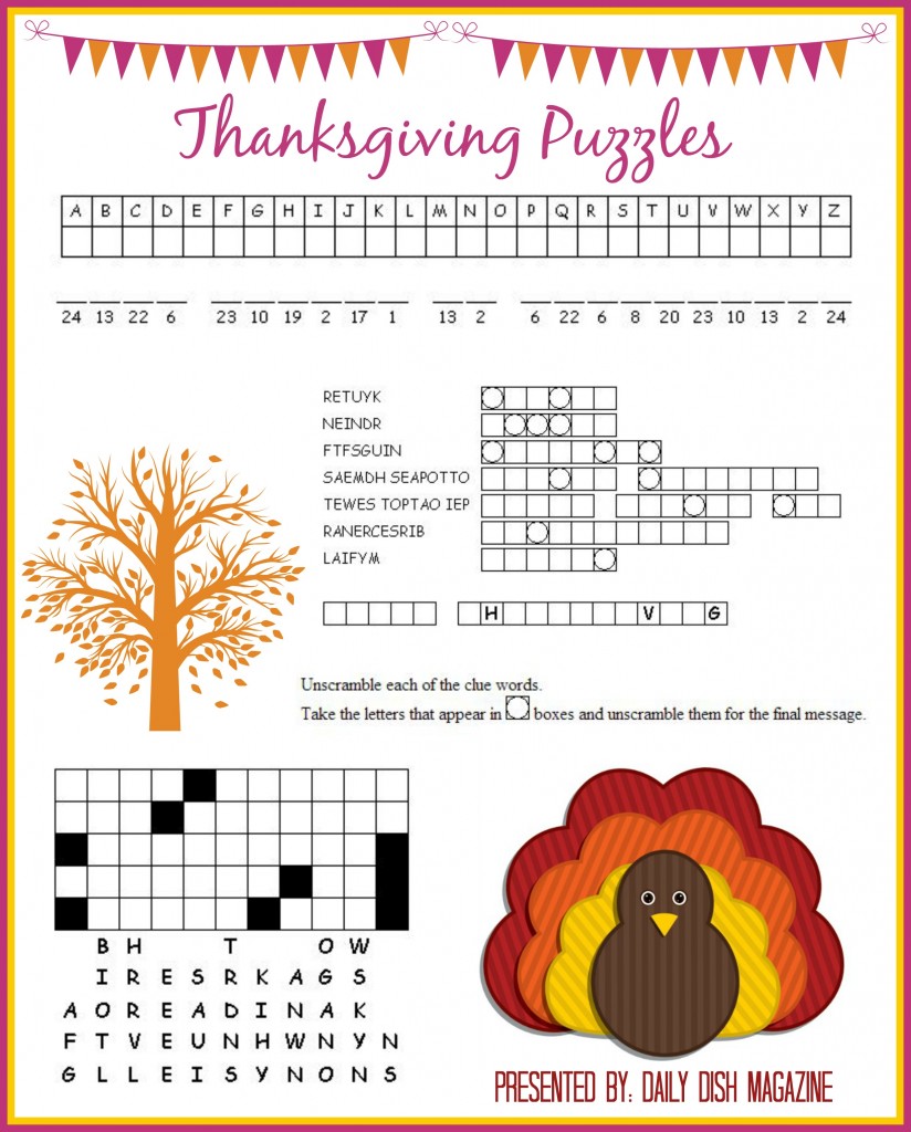 Free Thanksgiving Puzzles Printables