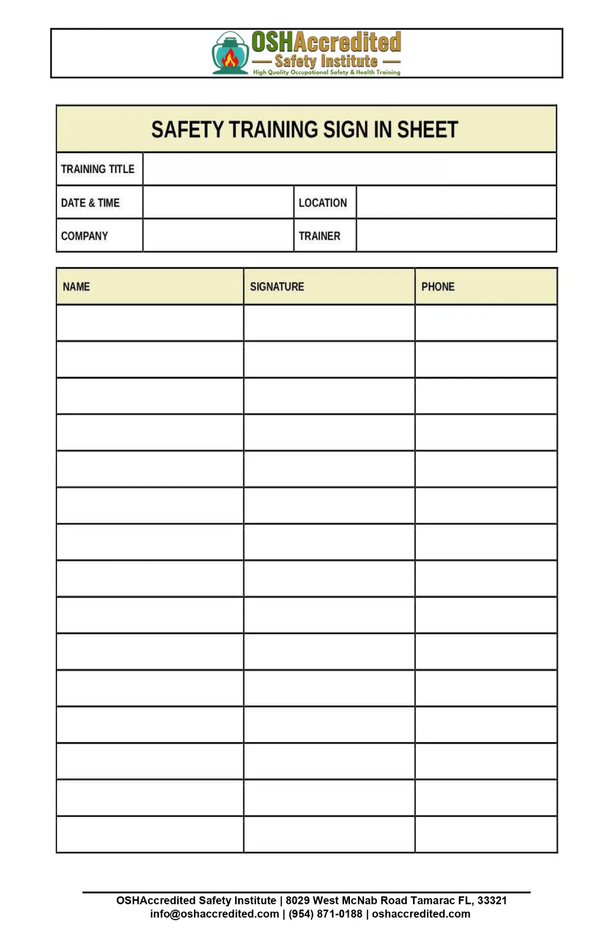 free printable safety meeting sheets