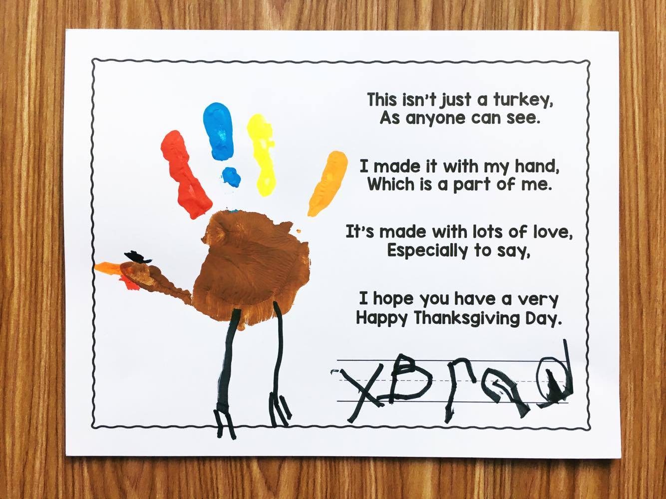 Free Turkey Handprint Poem