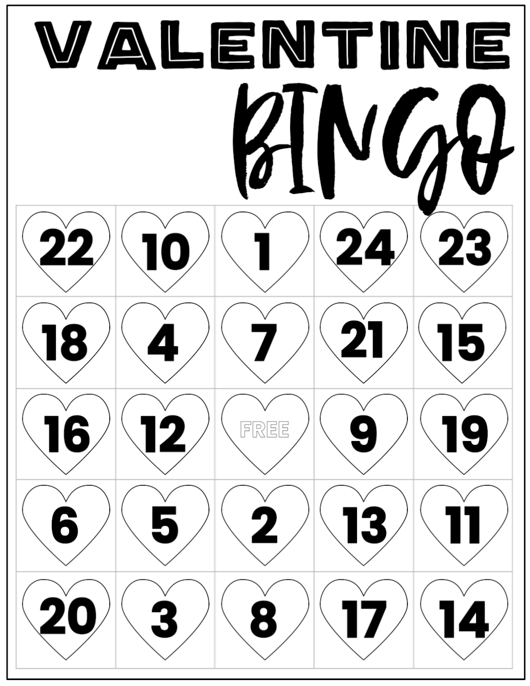 Free Valentine Bingo Printable Cards