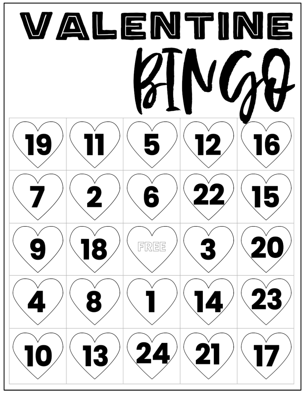 Free Valentine Bingo Printable Cards