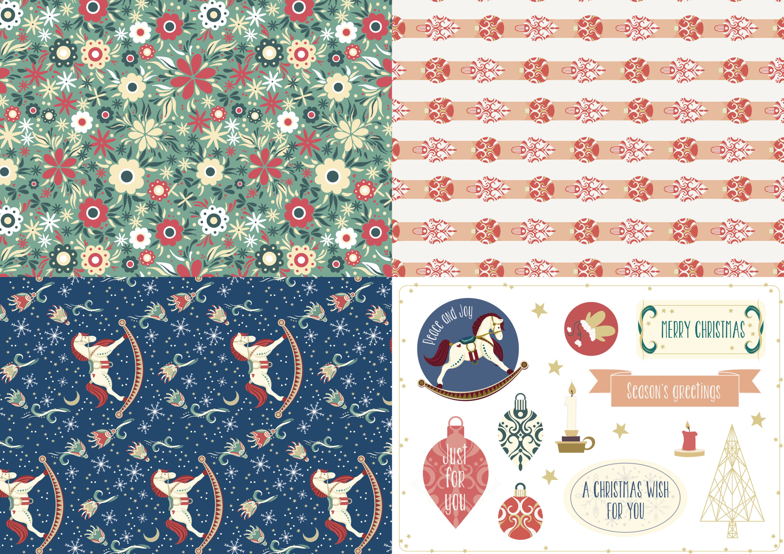 Free Vintage Christmas Patterned Papers