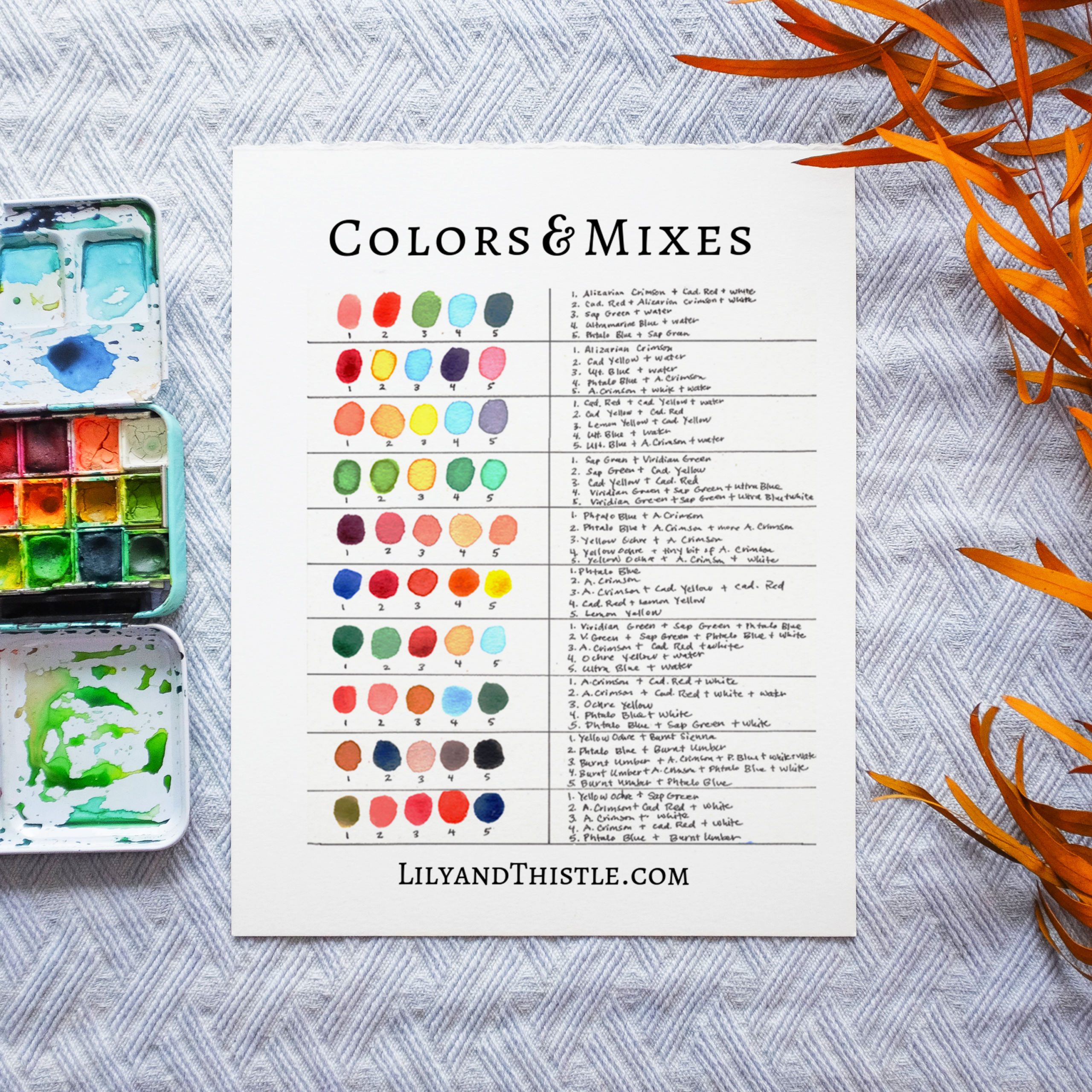 free printable color mixing chart