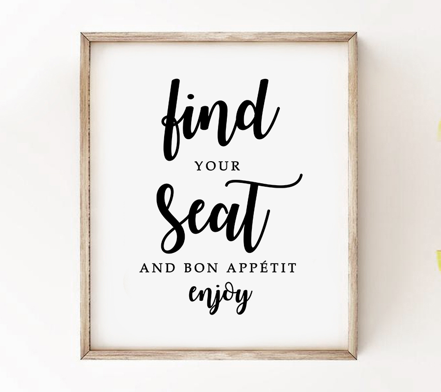 Free Wedding Sign Find Your Seat Black And White Instant Download Printable