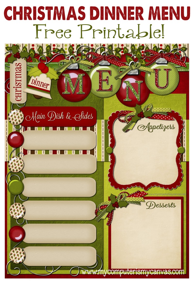 free printable christmas menu templates