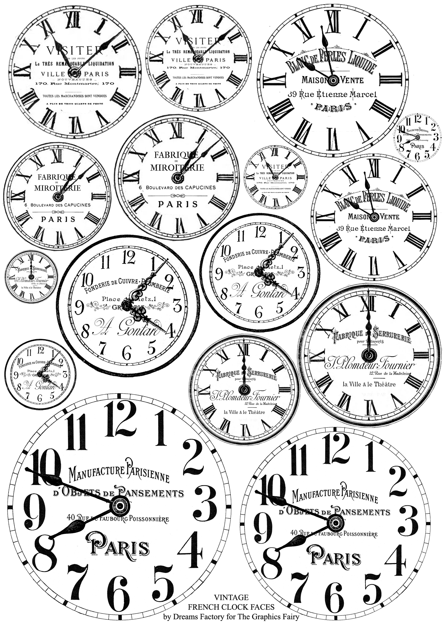 French Clock Faces Free Printable
