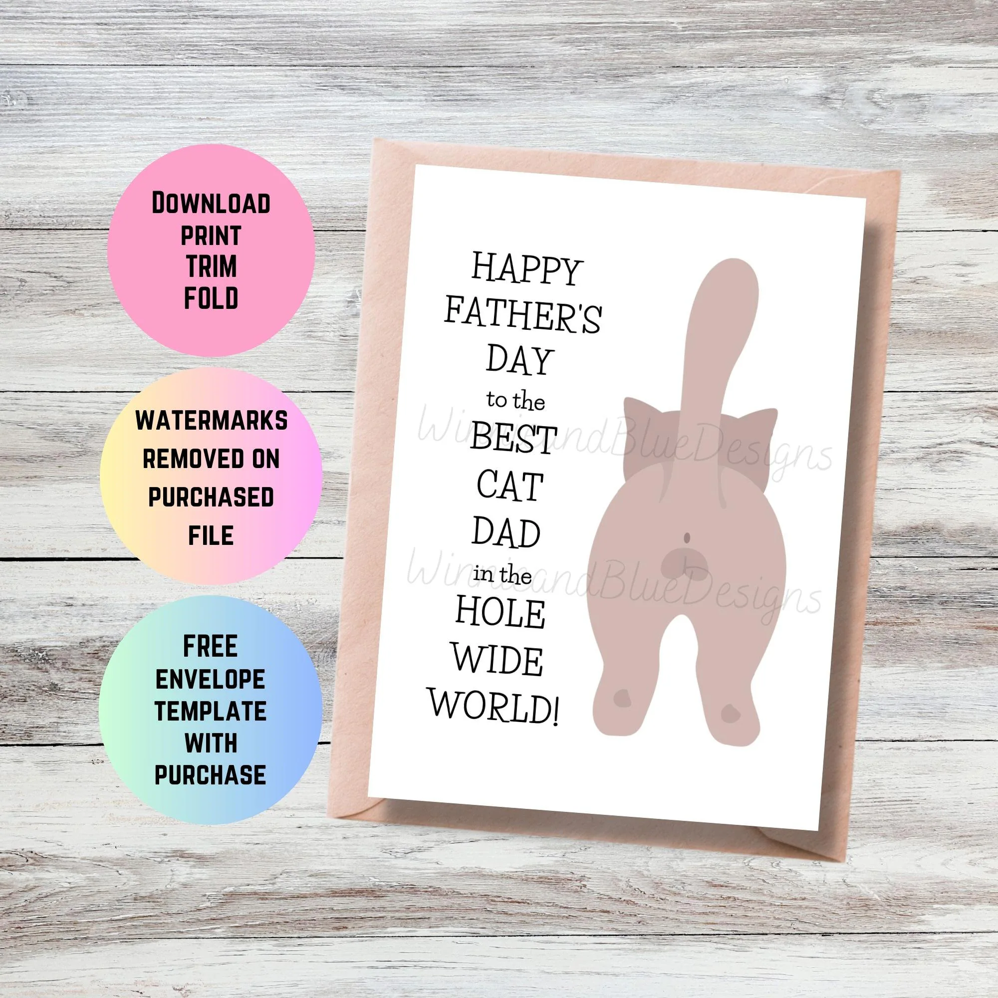 Funny Cat Dad Fathers Day Card Punny