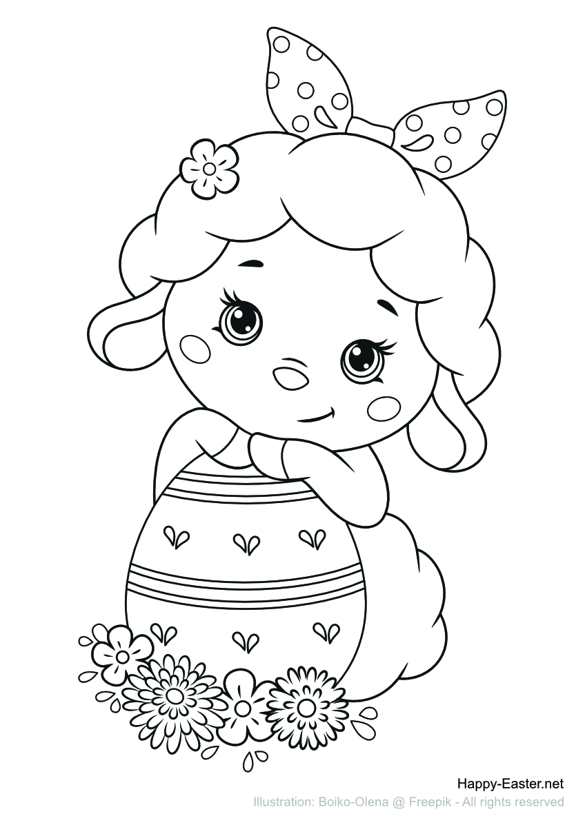 Funny Lamb With An Egg