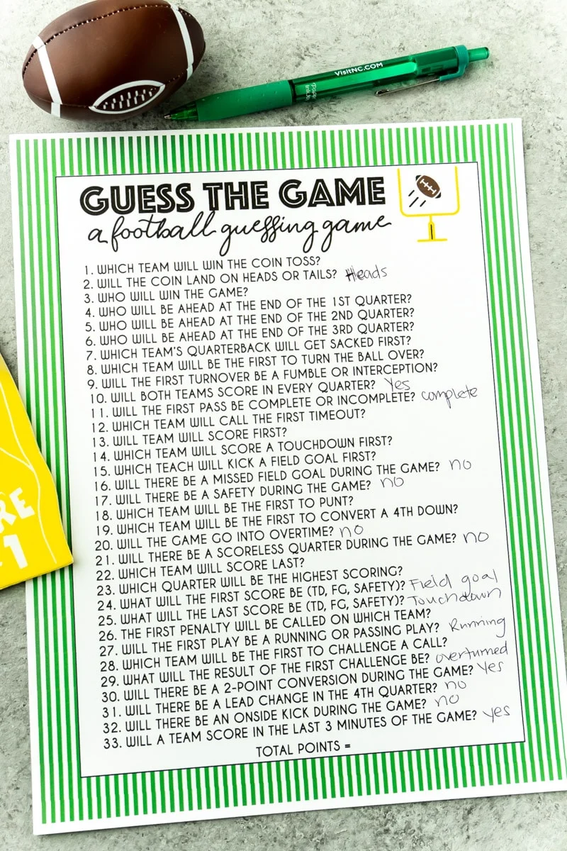 Game Day Party Ideas Printables