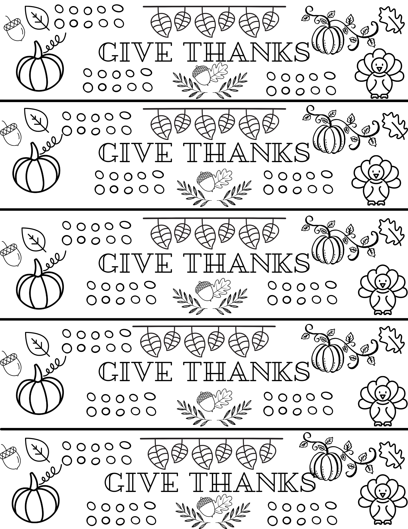 Give Thanks Bookmarks To Color For Thanksgiving