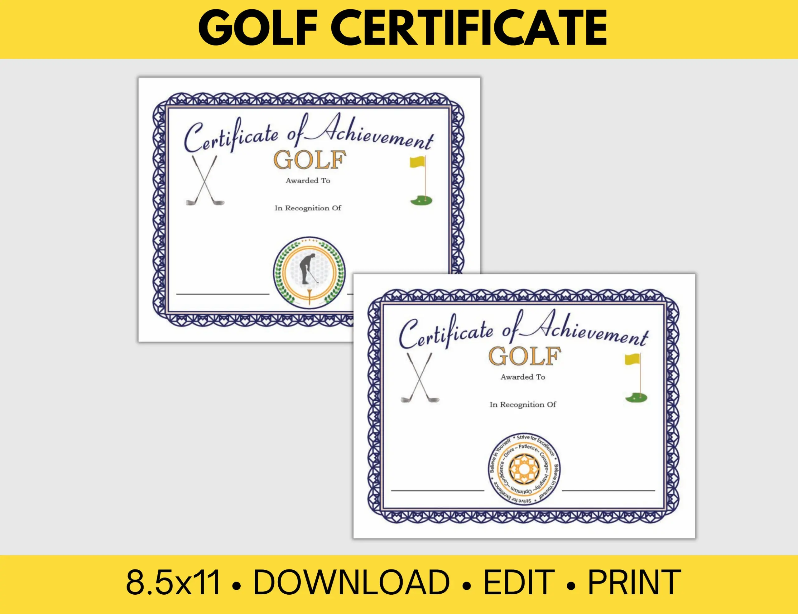 Golf Certificate Template For Golf