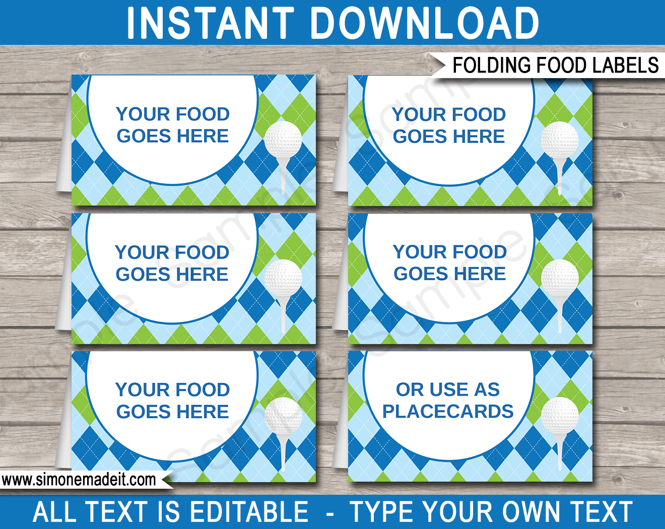 Golf Party Food Labels