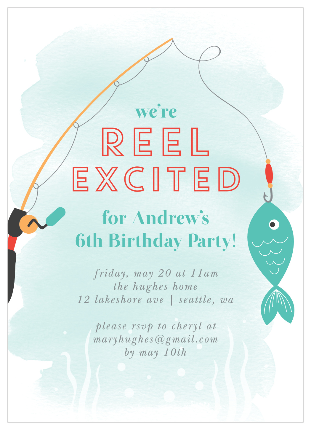 Gone Fishing Childrens Birthday Invitations