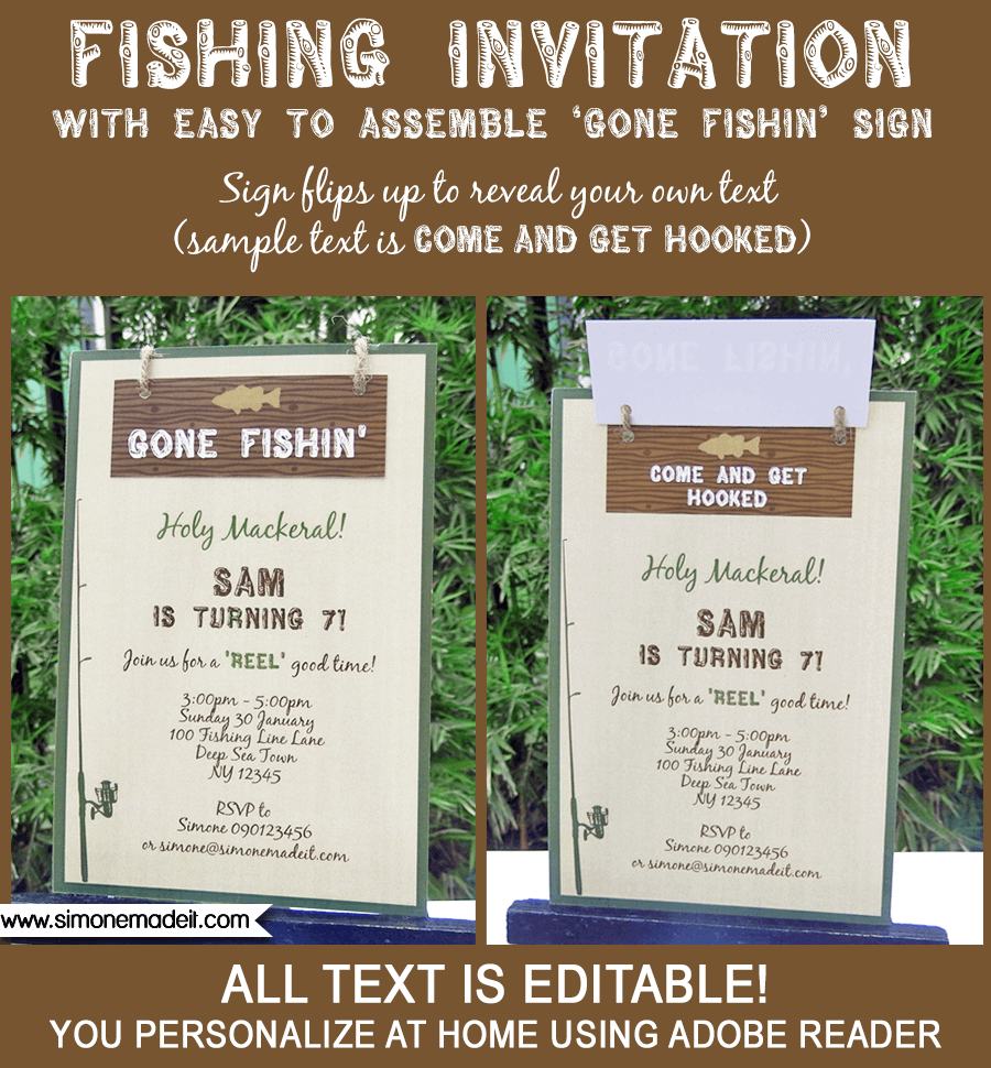 Gone Fishing Party Invitations Template