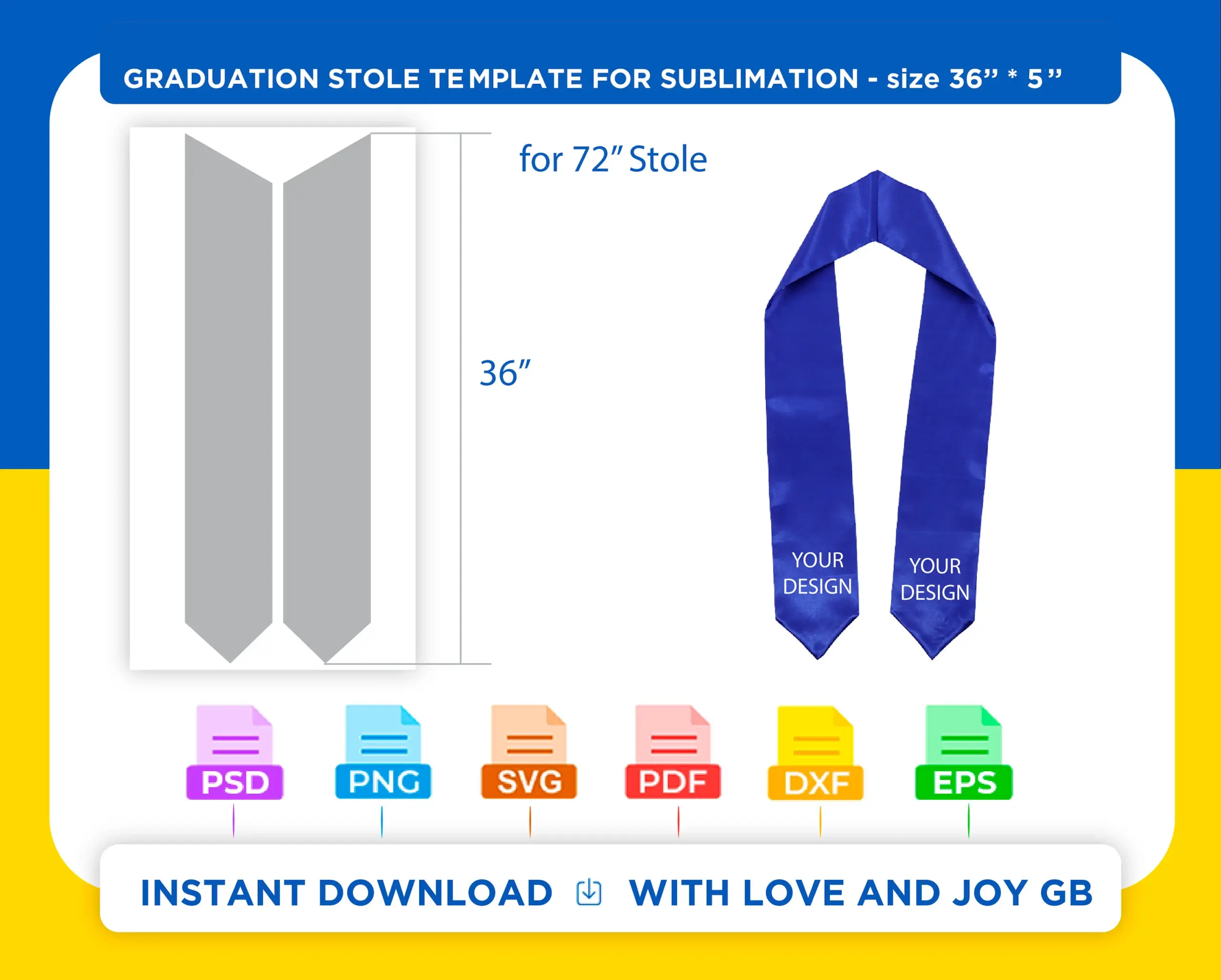 Graduation Stole Template Png Svg Dxf