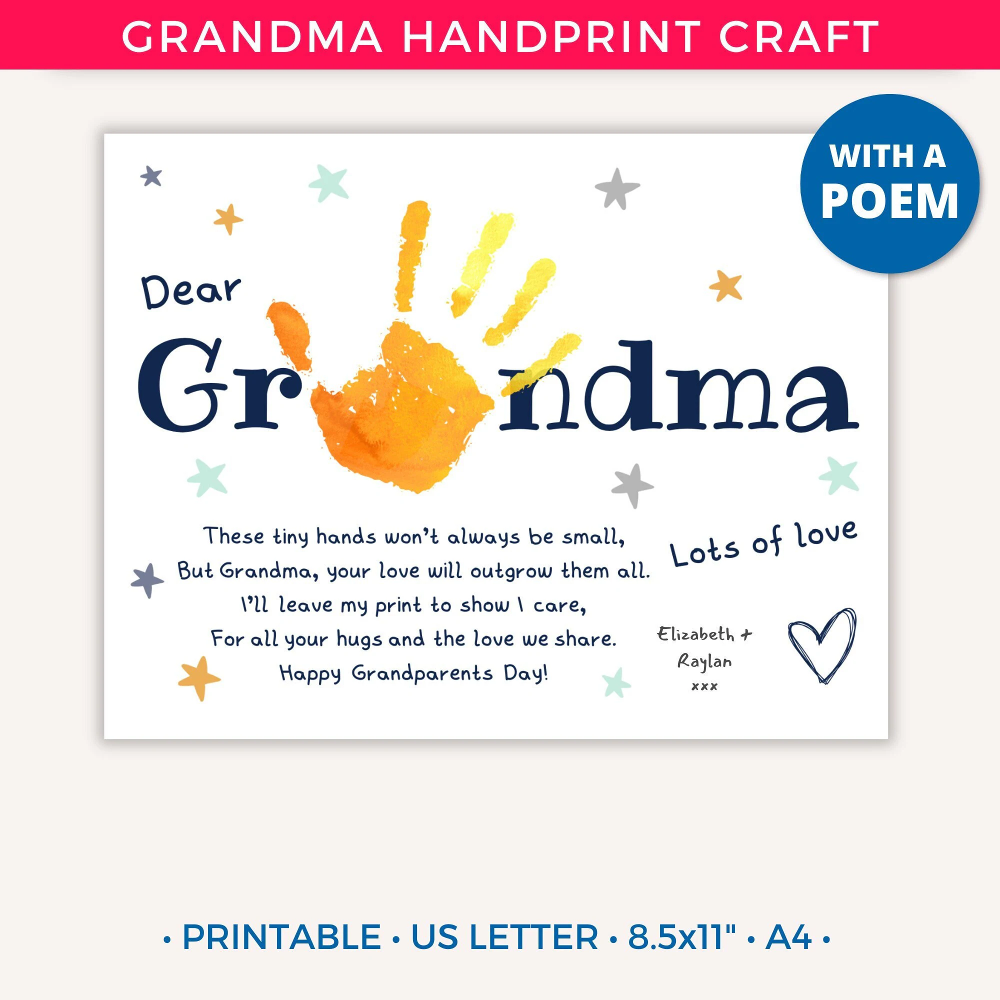 Grandparents Day Handprint Printable