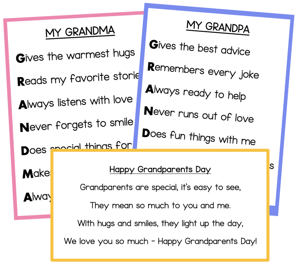 Grandparents Day Ideas For Teachers Free Poem Printable