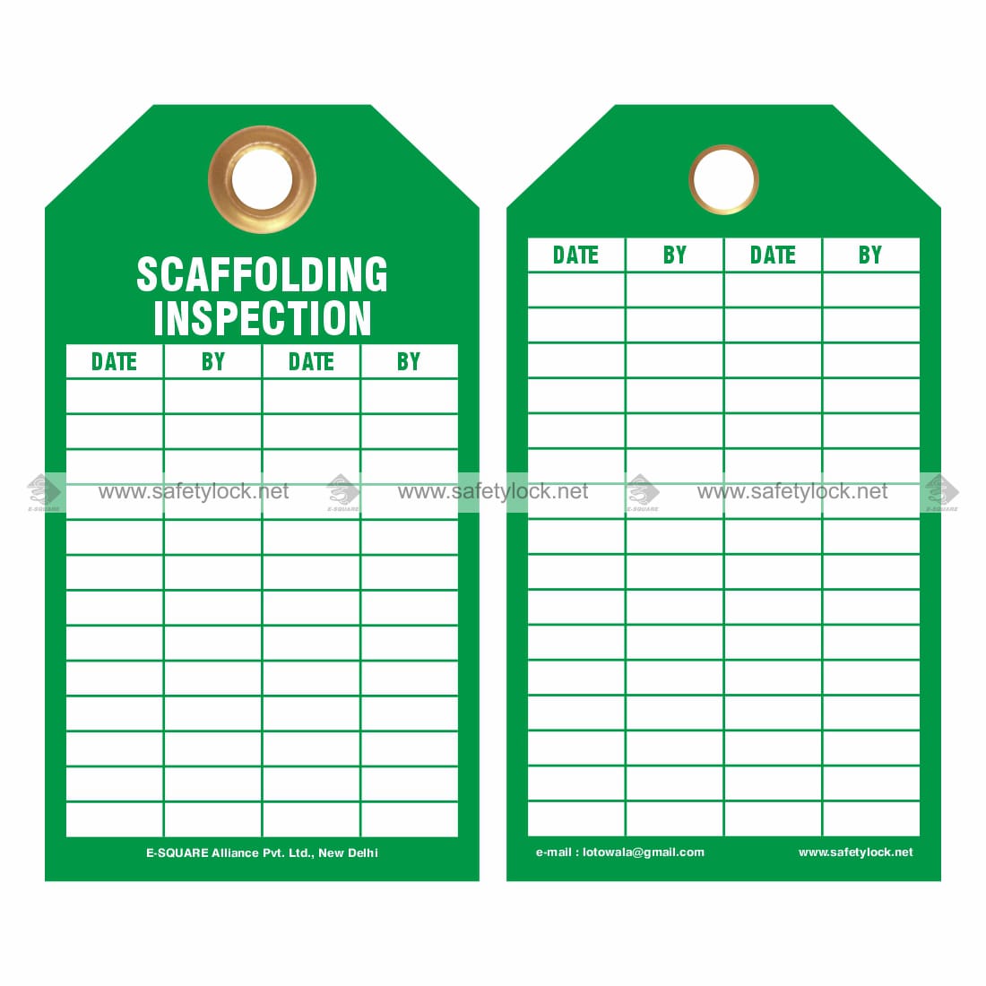 Green Color Scaffolding Tags Inspection Tag Es Gst It