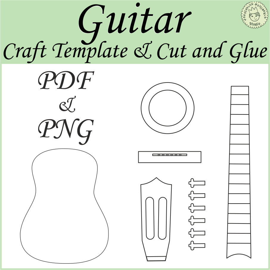 Guitar Cut Glue Activities Craft Template