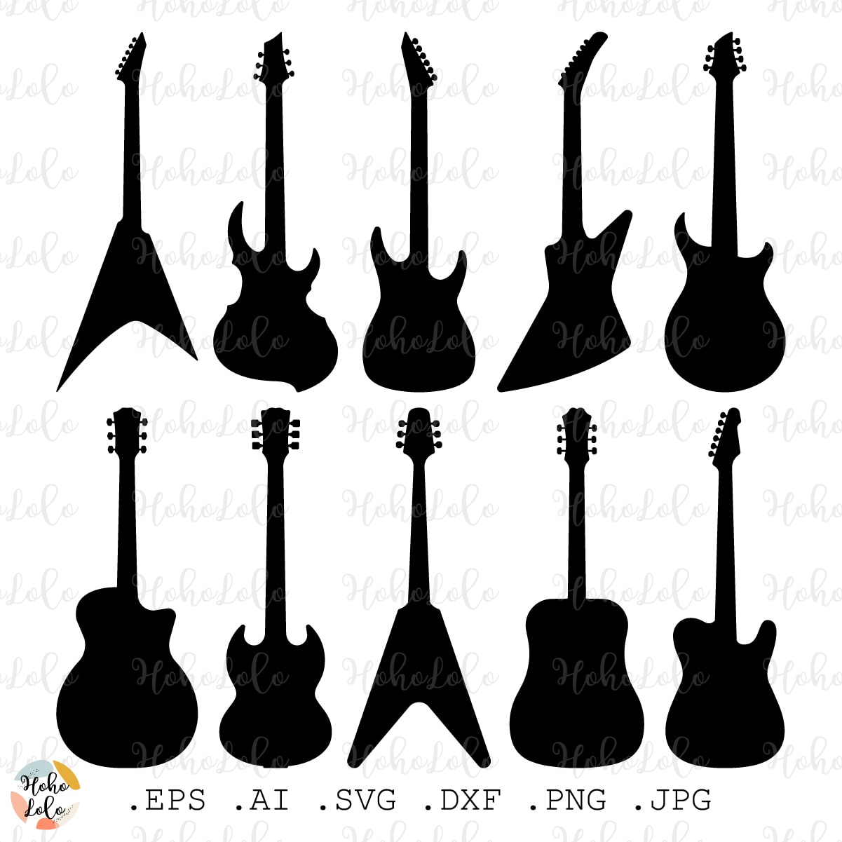 Guitar Svg Silhouette Cricut Stencil Templates