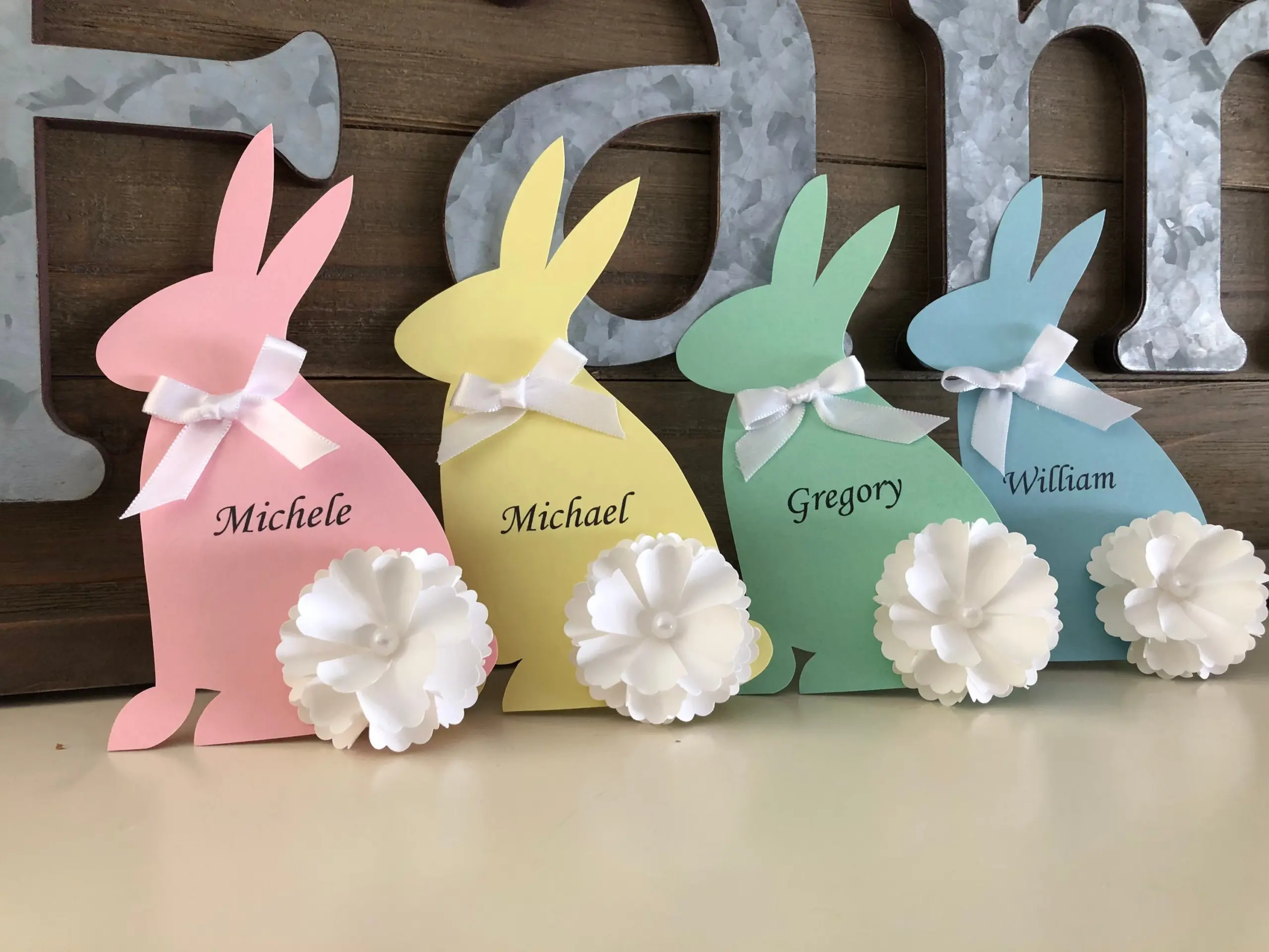 Handmade Easter Bunny Place Cards Pastel