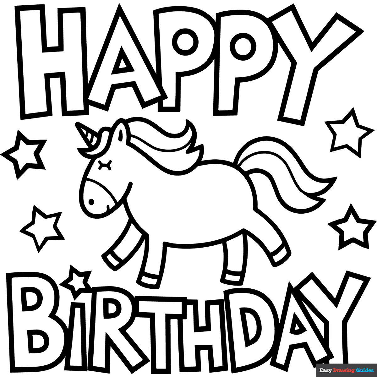 Happy Birthday Card Happy Unicorn