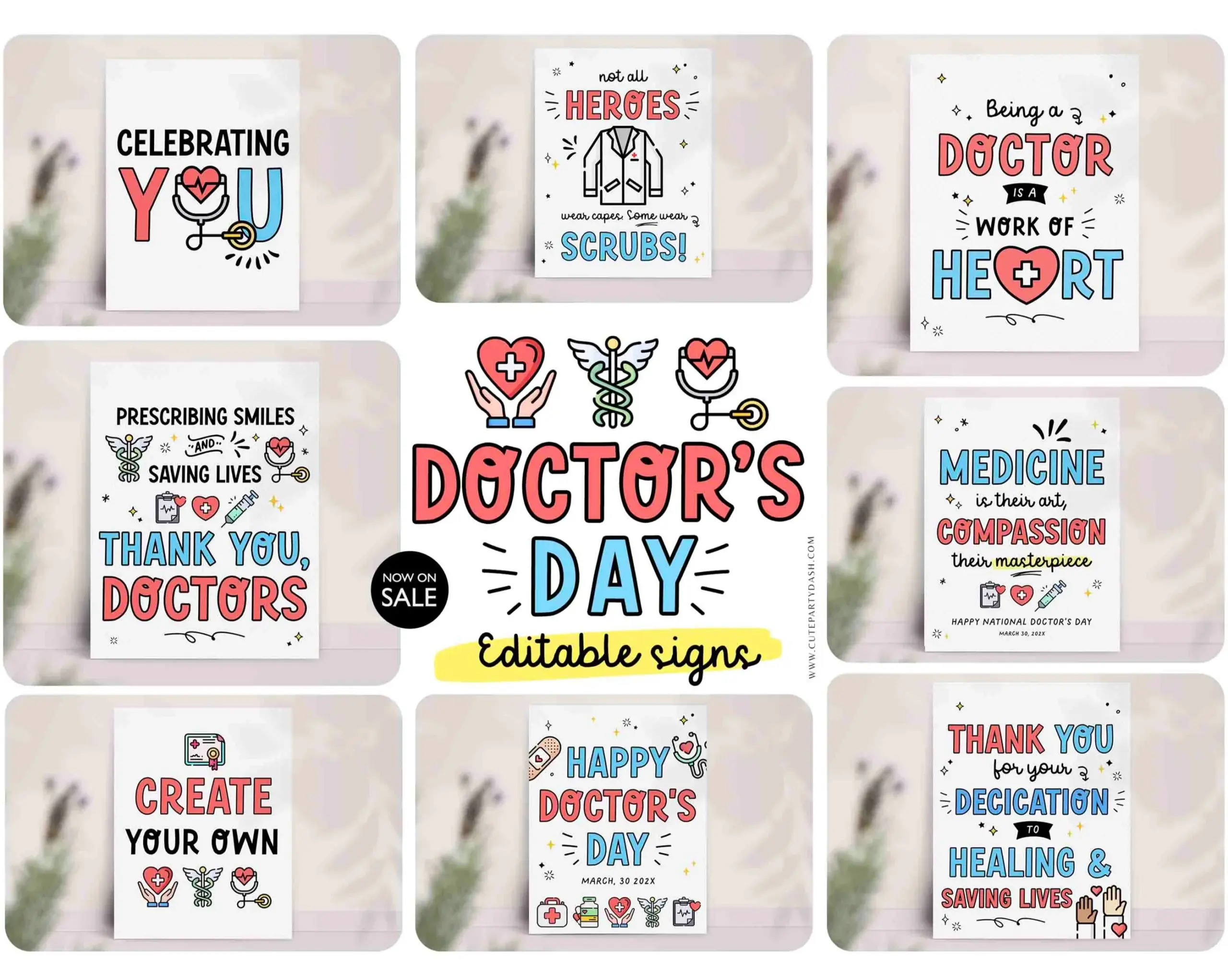 Happy Doctors Day Sign Printable Instant Download Editable National Doctors Day Appreciation Poster Decor Doctors Day Theme Decorations