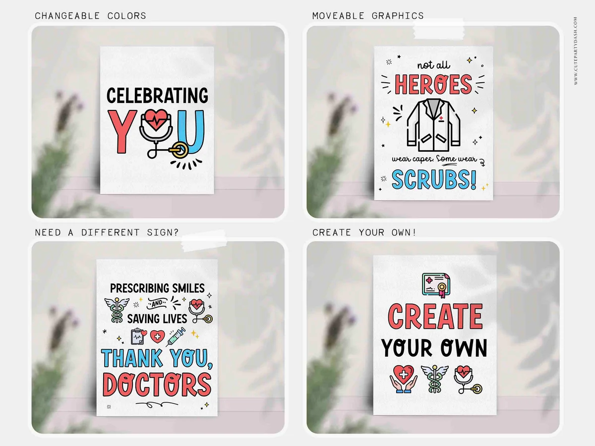 Happy Doctors Day Sign Printable Instant Download Editable National Doctors Day Appreciation Poster Decor Doctors Day Theme Decorations