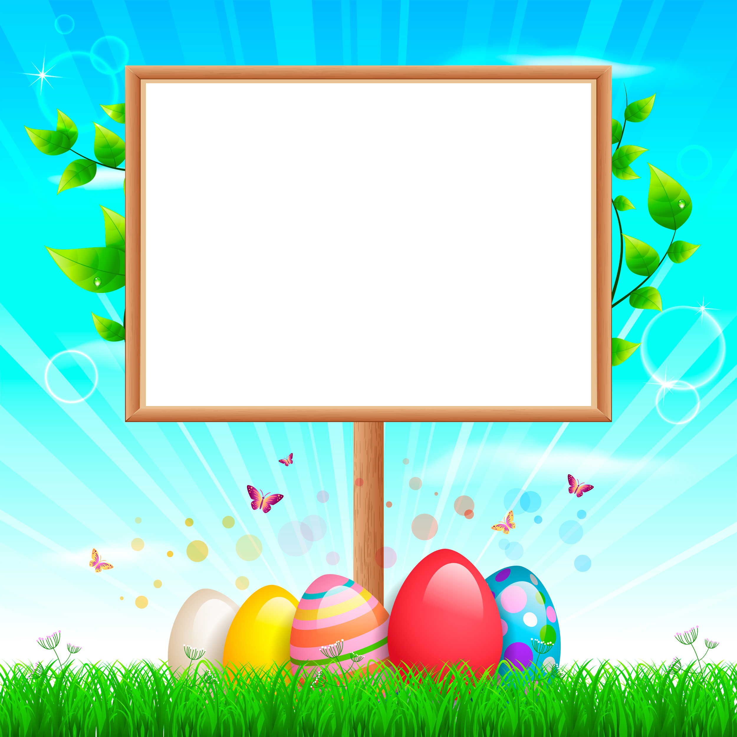 Happy Easter Background With Eggs