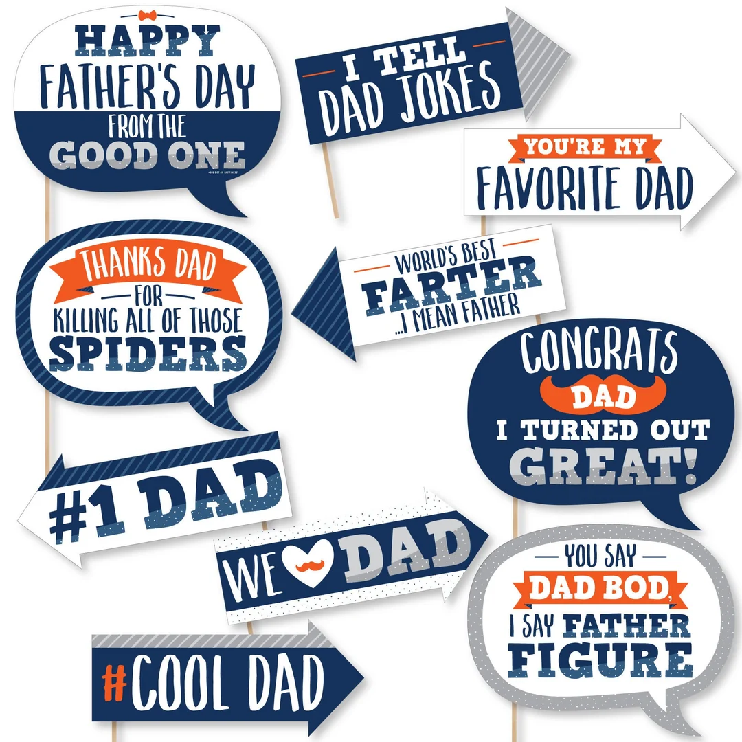 Happy Fathers Day 10 Piece Photo Booth Prop Kit Happy Fathers Day 10 Piece Photo Booth Prop Kit