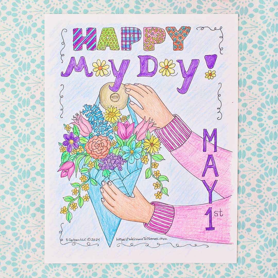 Happy May Day Coloring Page Free Printable For Kids