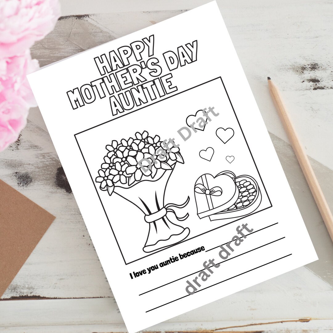 Happy Mothers Day Auntie Coloring And