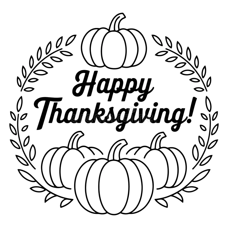 Happy Thanksgiving Greeting Pumpkins Leaves Black White Festive Vector Happy Thanksgiving Greeting Pumpkins Image398898753