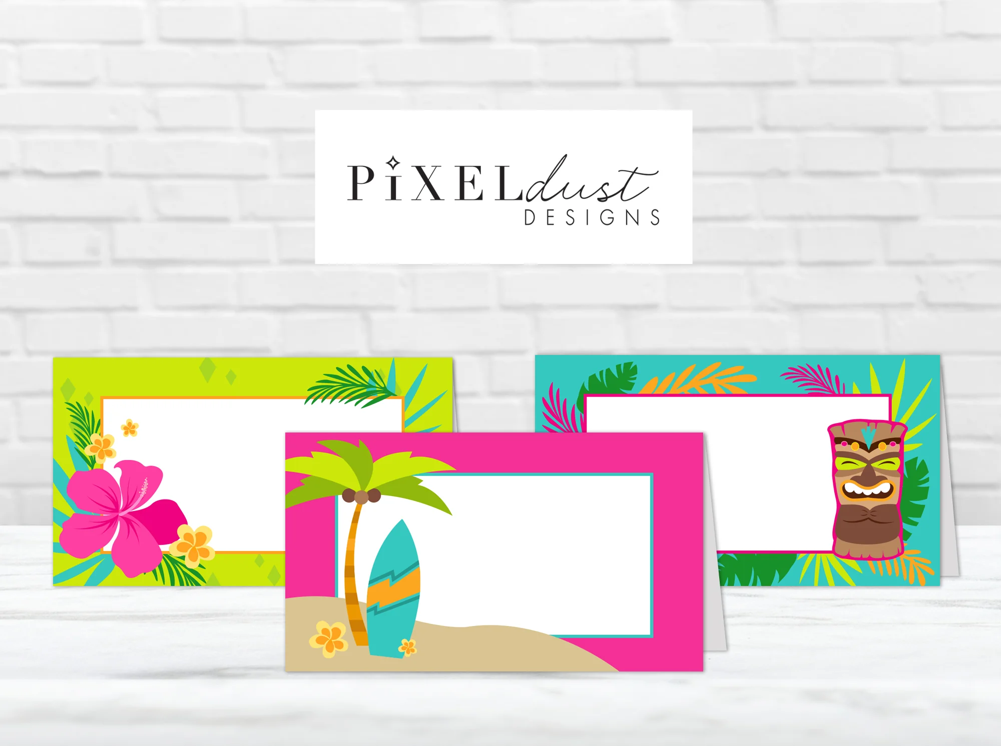 Hawaiian Luau Pool Party Food Labels Tent Cards Printable File