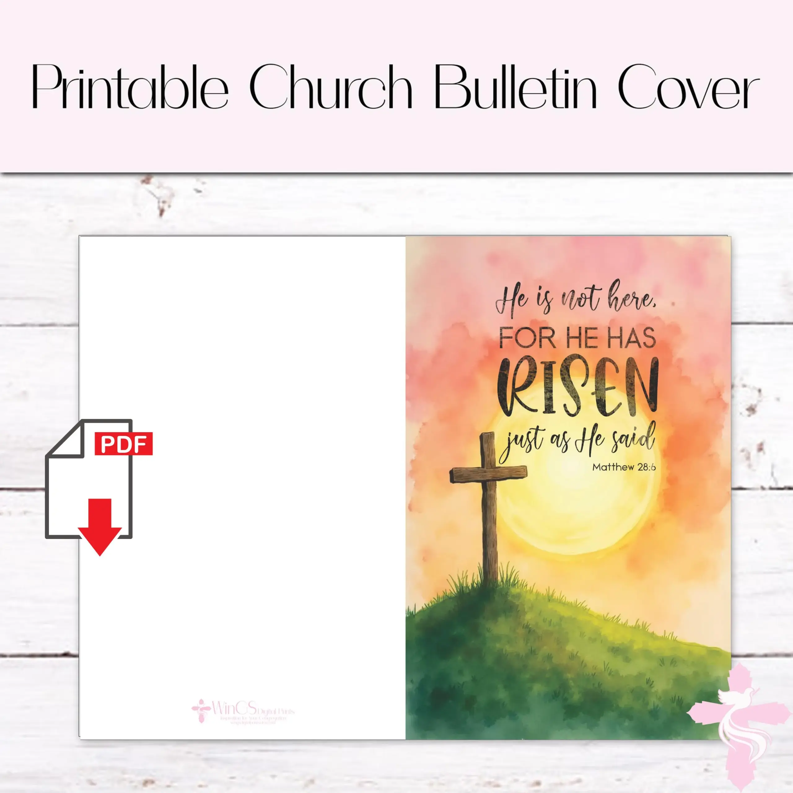 He Is Risen Easter Bulletin Cover Church