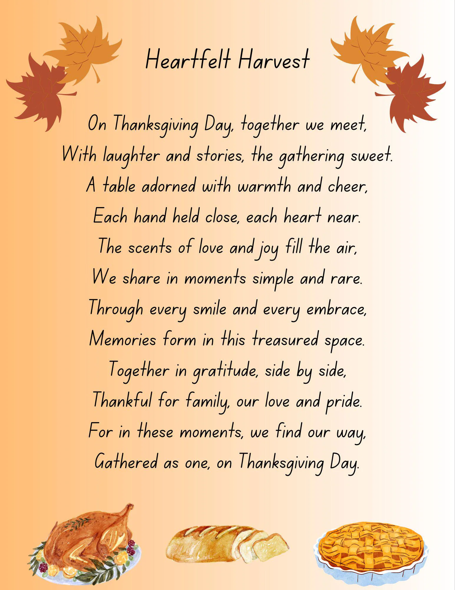 Heartfelt Harvest Thanksgiving Poem