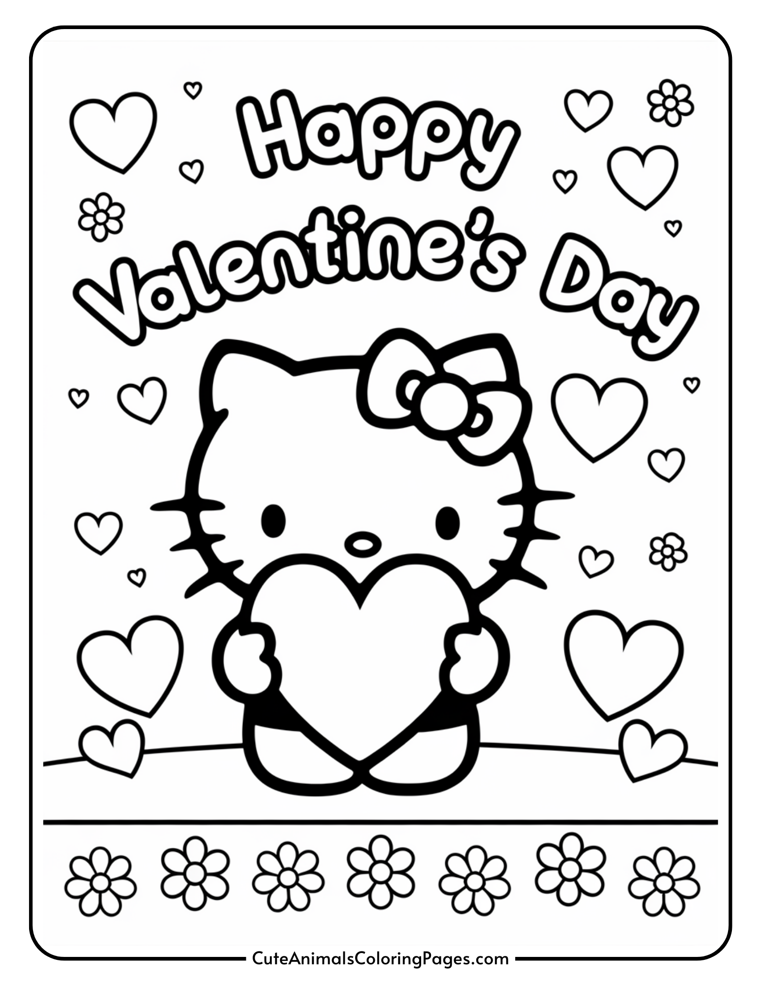 Hello Kitty Valentine Coloring Pages