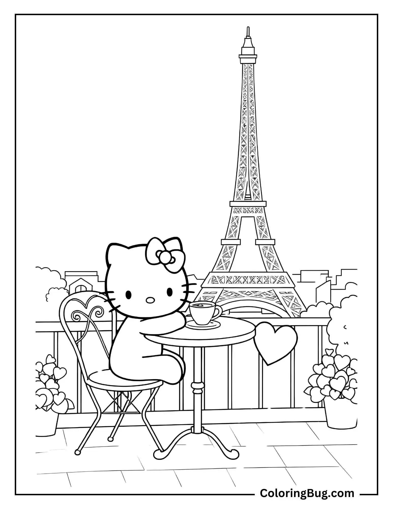 Hello Kitty Valentines Coloring Pages