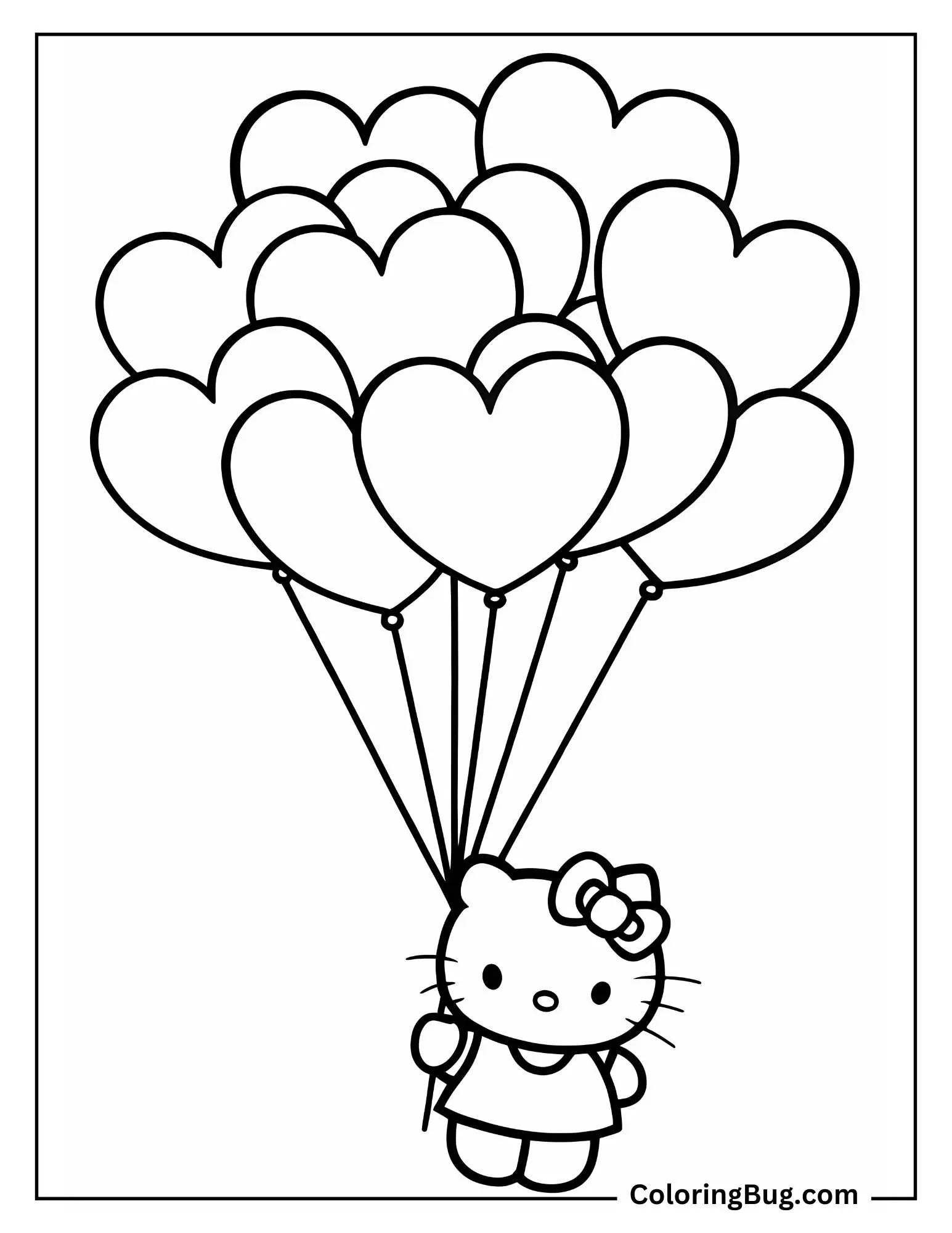 Hello Kitty Valentines Coloring Pages