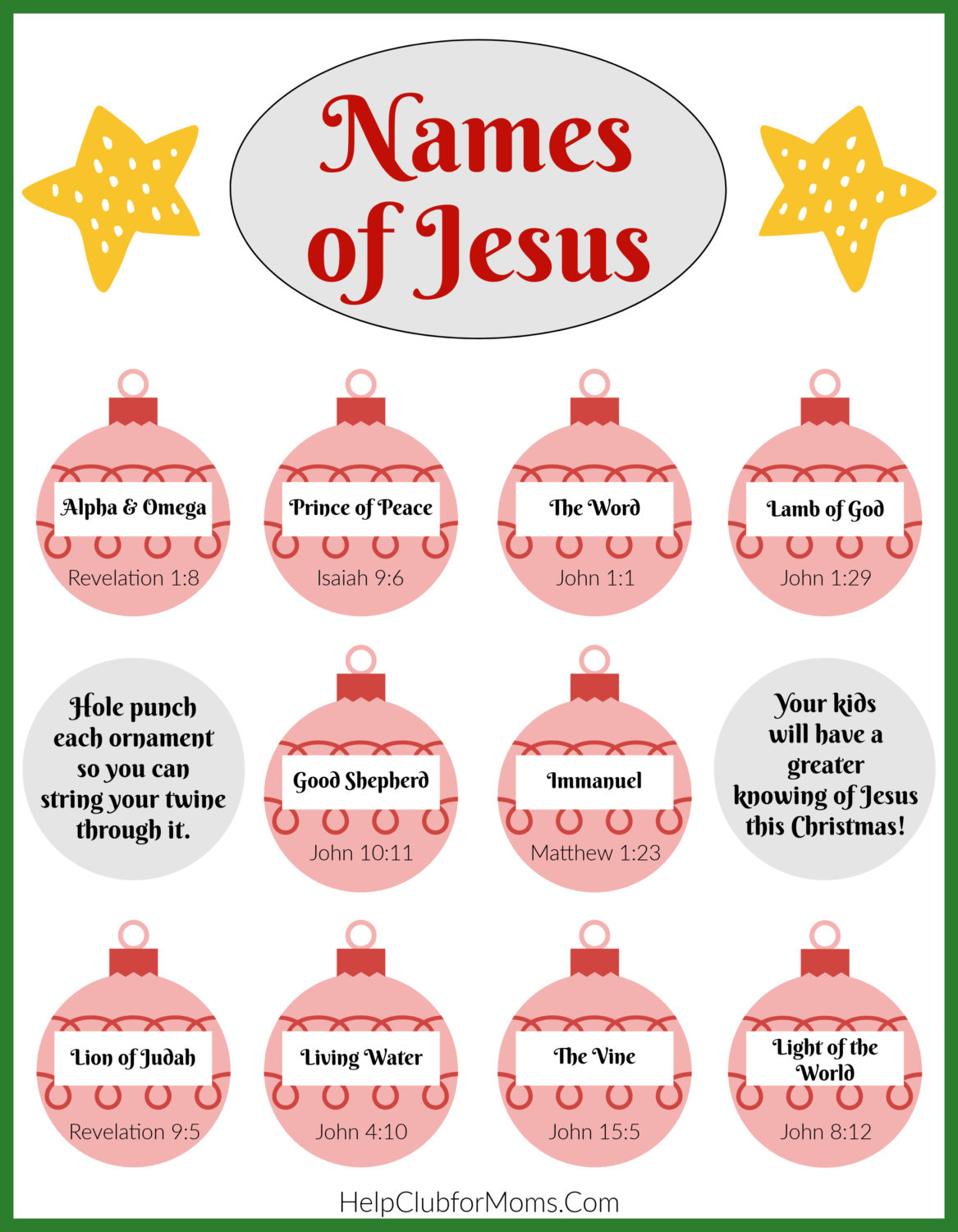 Help Club For Kids The Names Of Jesus