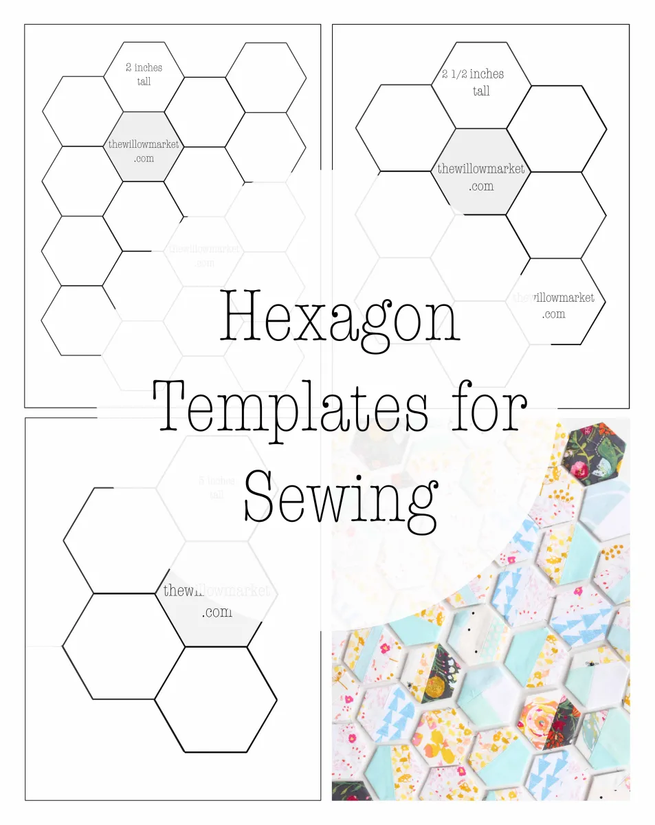 Hexagon Templates For Sewing A Hexie Quilt 2 Inch 2 12 Inch And Three Inch Patterns