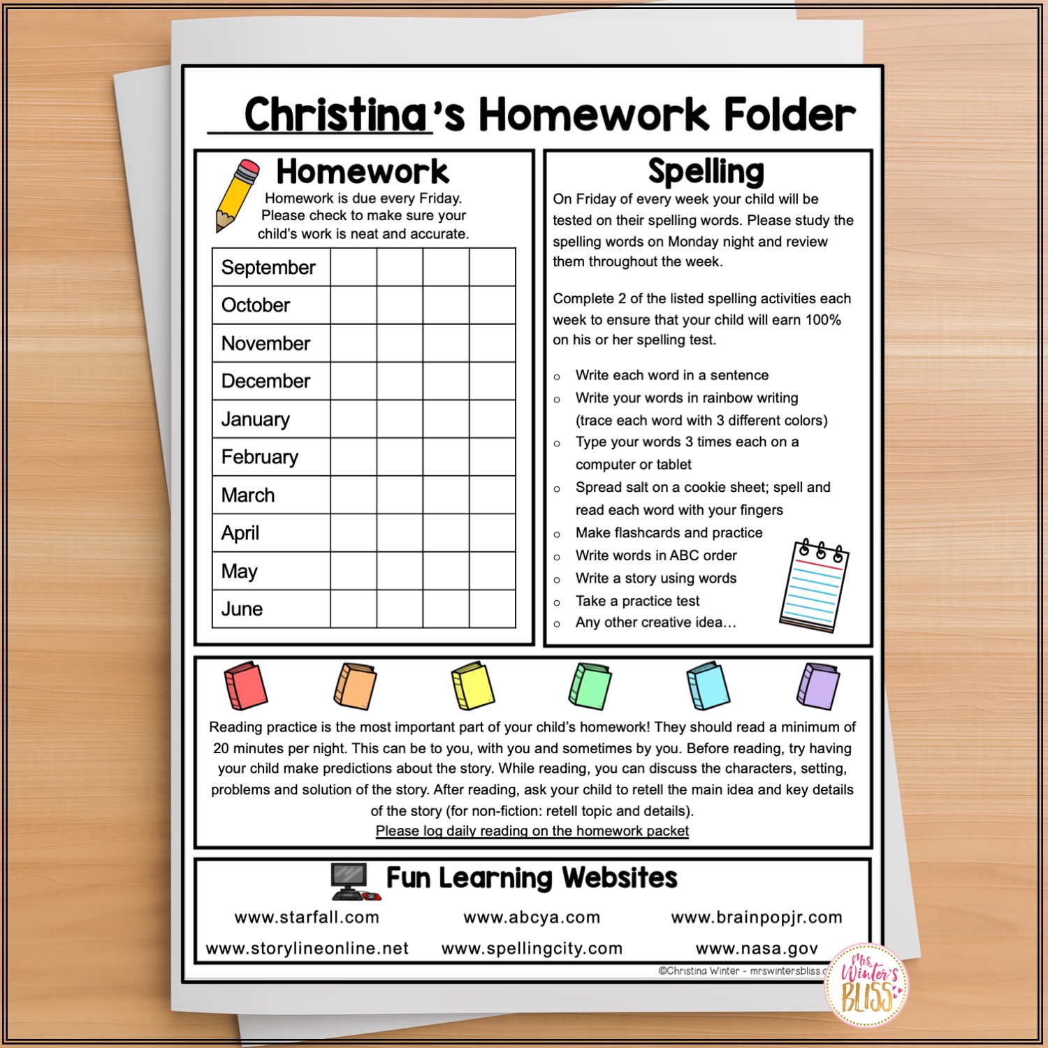 Homework Folder And Editable Newsletters
