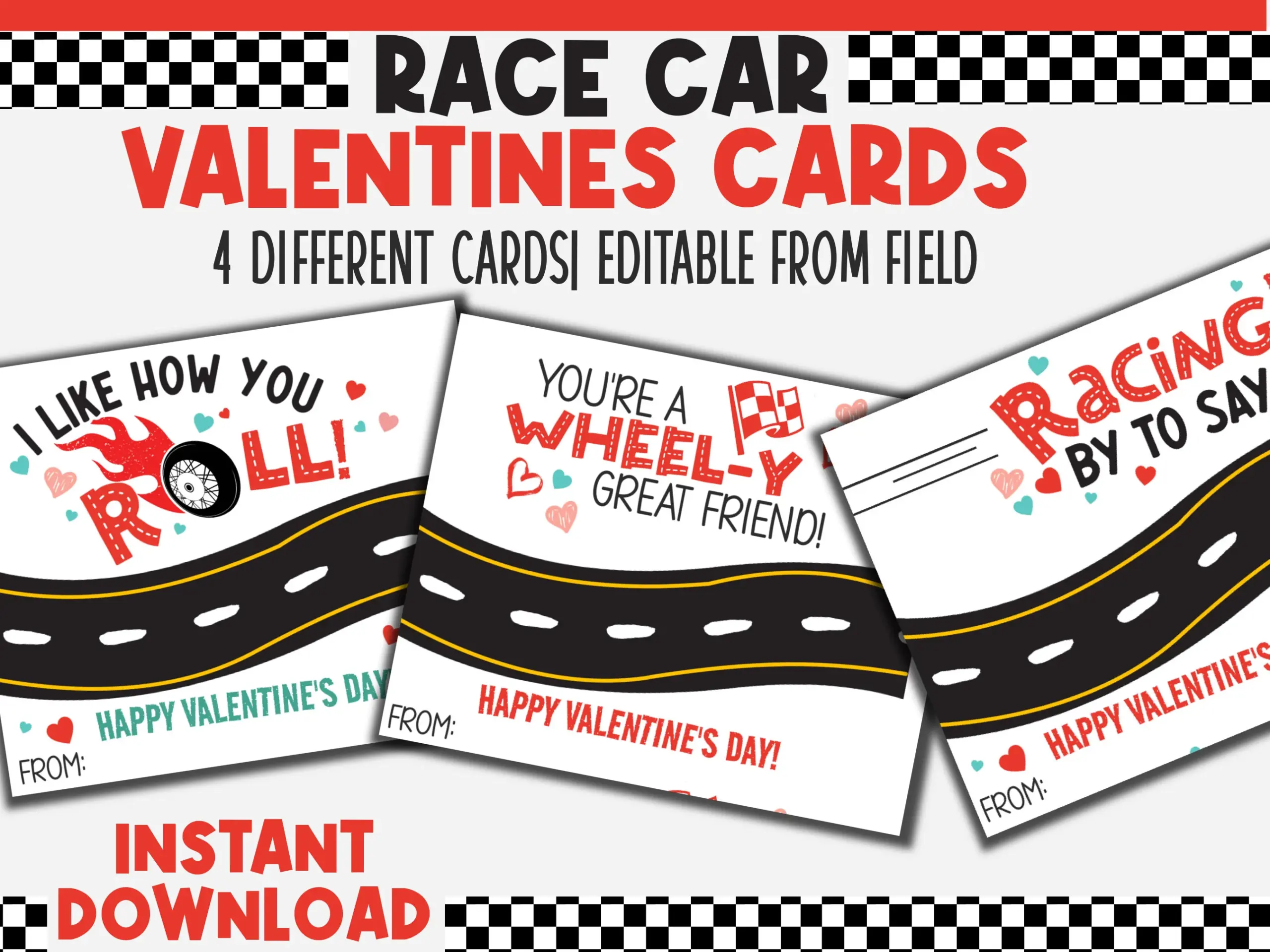 Hot Wheels Valentine Cards Printable