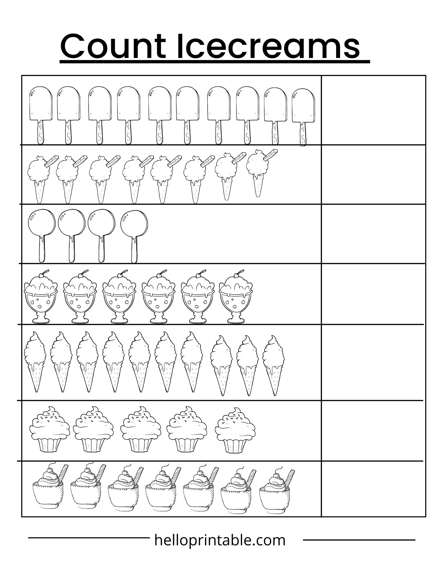 Icecream Themed Worksheet Printable Activity For Kids