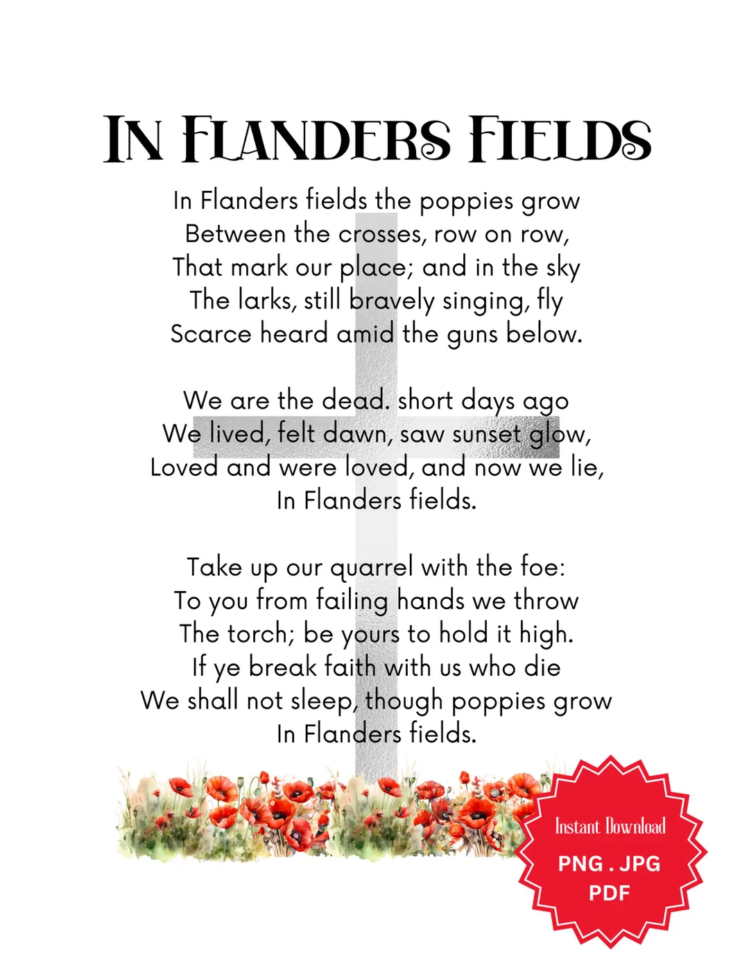 In Flanders Fields Poem Print