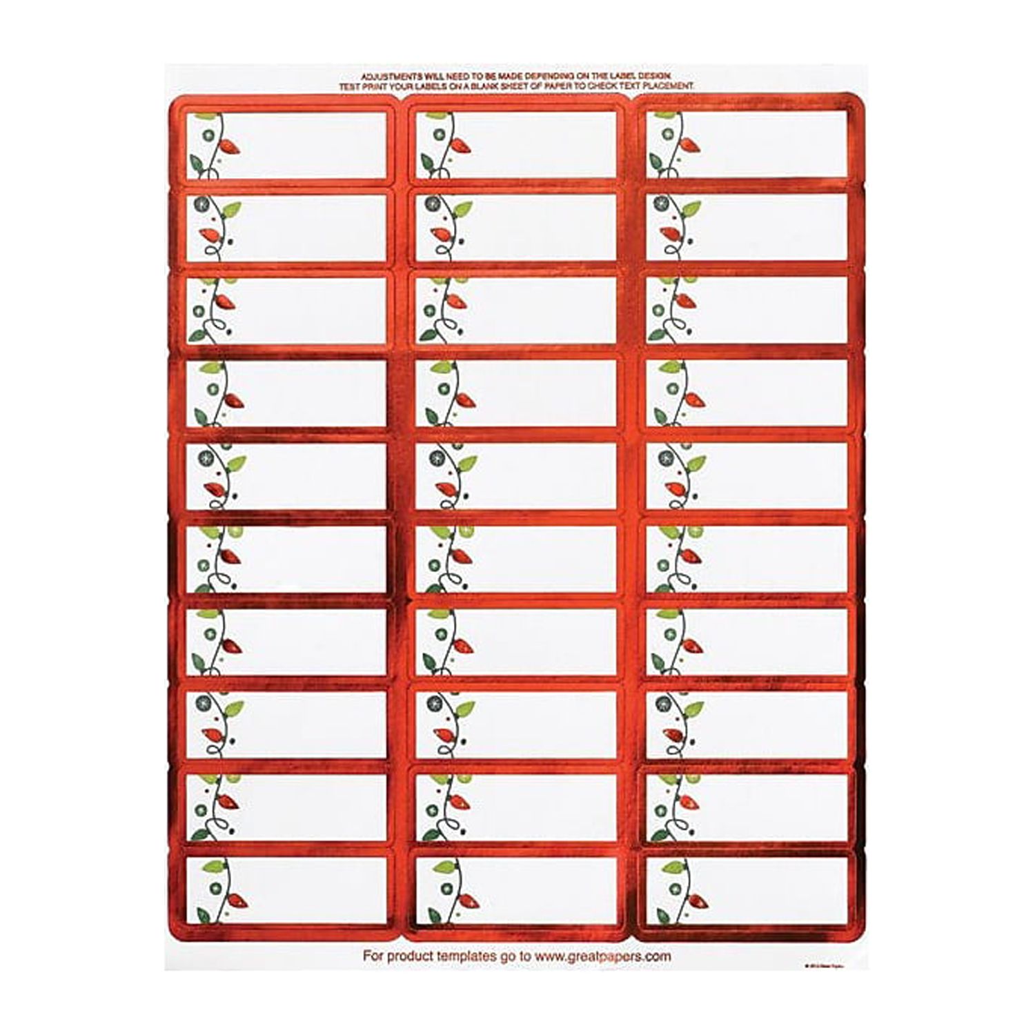 Inch Red Foil Labels 30 Per Sheet 4 Sheets 120 Total For Inch Red Foil Labels 30 Per Sheet 4 Sheets 120 Total For