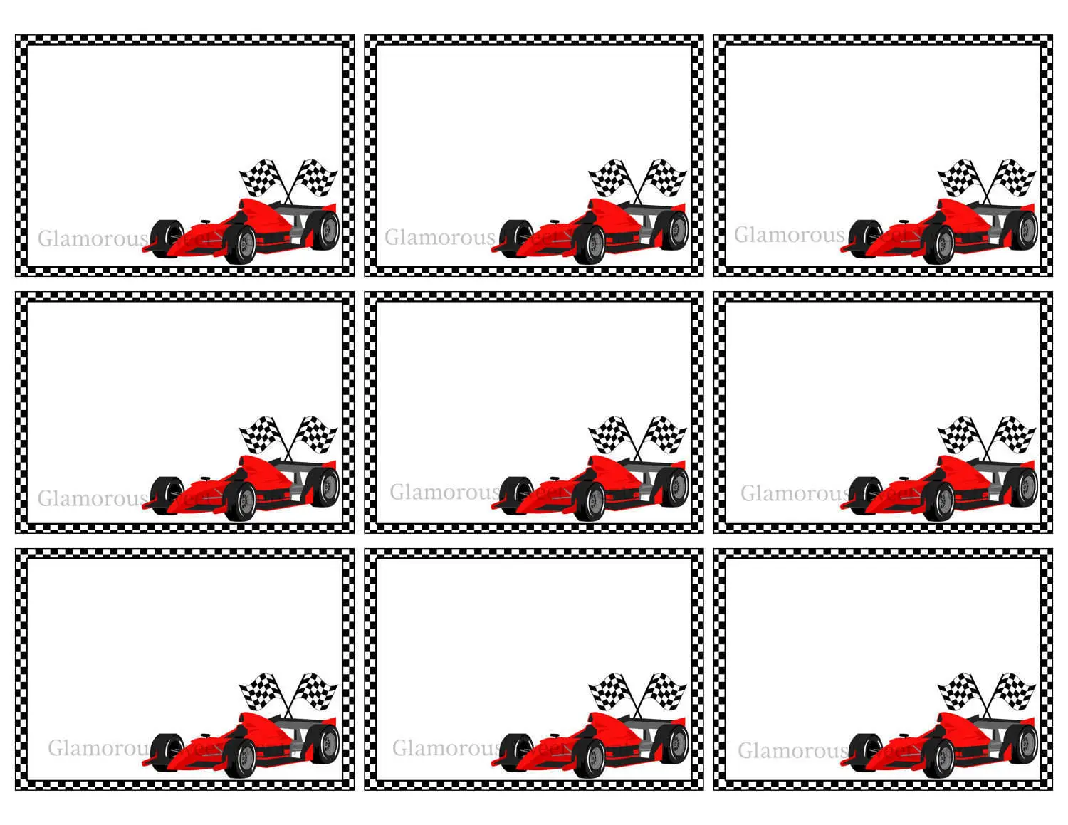 Instant Download Flat Race Car Labels